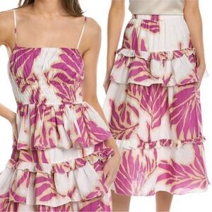 Tanya Taylor Floral Ruffle Tiered Skirt/Smocked Peplum Top Matching Set XS NWOT